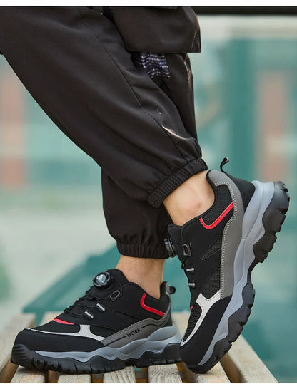 Light Breathable Sneaker Safety Shoes With Steel Toe Cap Anti-Piercing, Shock Absorbing Anti-Smash Design, Work Shoes for Men
