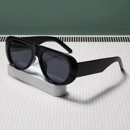 Vintage Oversized Oval Sunglasses Women Men New Fashion Wide Leg Leopard Red Gradient Sun Glasses Ladies Trendy Sexy Shades