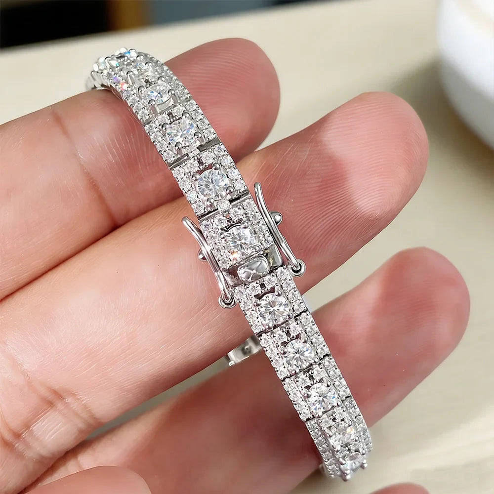Full Moissanite Tennis Bracelet For Women S925 Sterling Silver Pear Pass Diamond Test Sparkling Luxury Fine Jewelry Gift