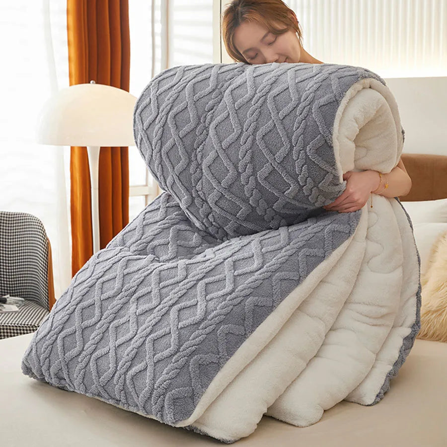 New Super Thick Winter Warm Blanket for Bed Artificial Lamb Cashmere Weighted Blankets Soft Comfortable Warmth Quilt Comforter