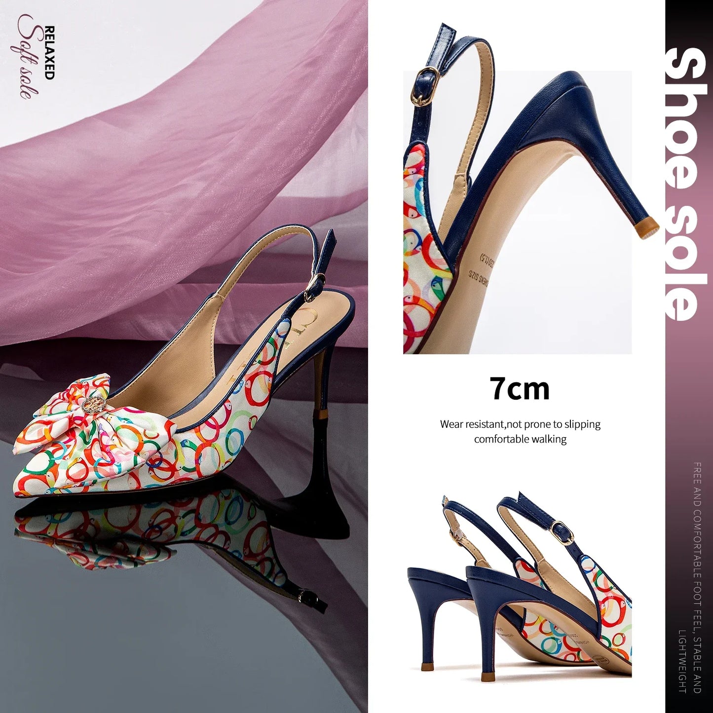 Heel 2024 Women's High Heels New Bow Pointed Sandals Women's Party Wedding Shoes 7cm