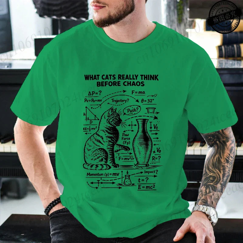 Funny Cat Science Printed Mens Graphic Tee Novelty Sarcastic Funny T-Shirt New Fashion Men Women T-Shirts Casual Short Sleeve