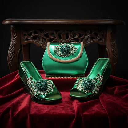 2026 Newest INS Style Wine Color Elegant Women Heels Nigeria Popular Designer African Ladies Shoes And Bag Set for Wedding