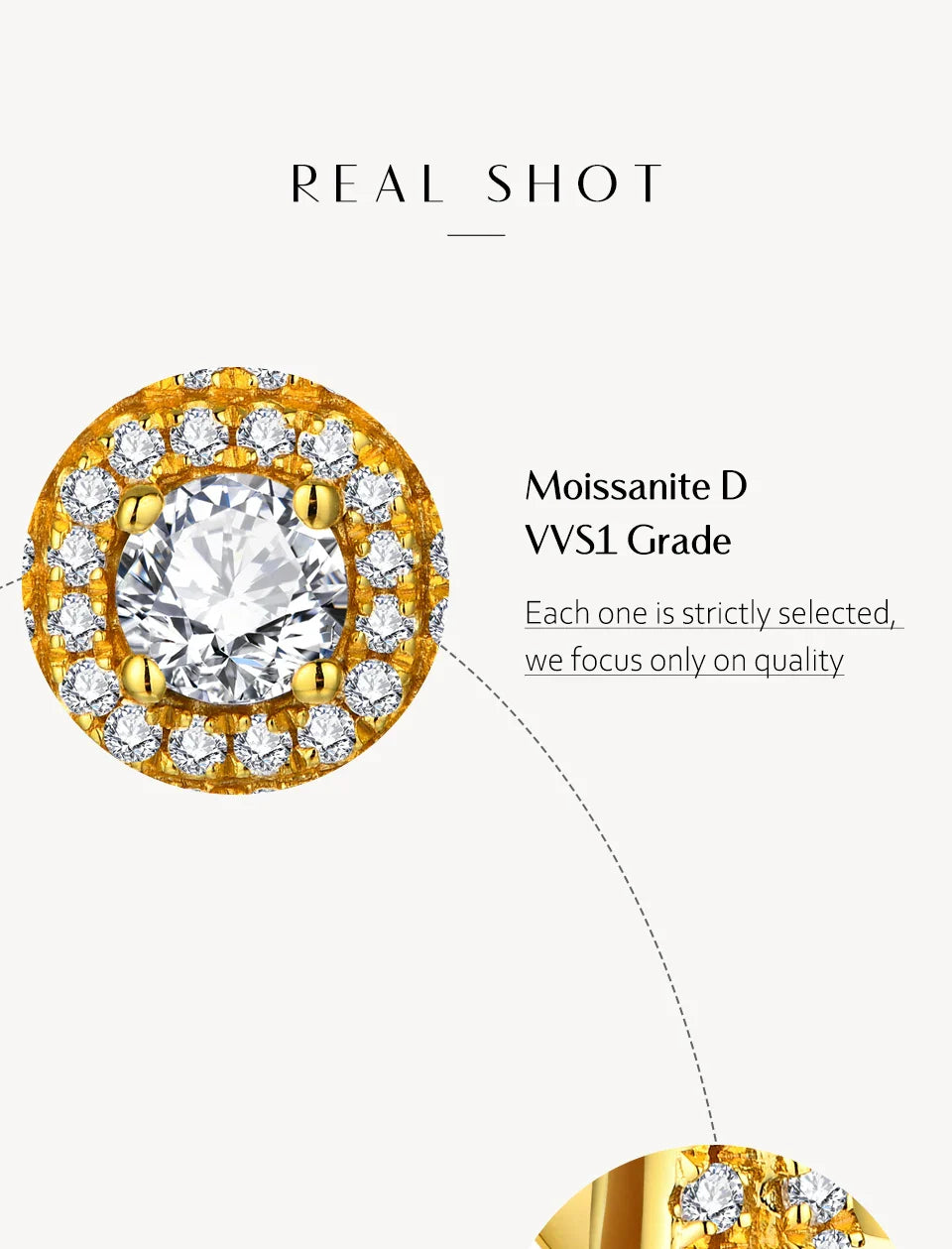 Luxurly D VVS1 Color Moissanite Stud Earrings For Women Top Quality 100% 925 Sterling Silver Sparkling Wedding Jewelry
