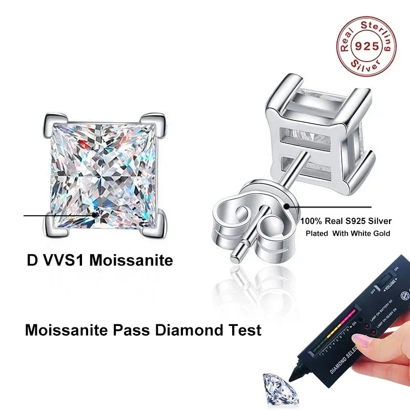 1ct D Color Moissanite Stud Earrings For Women Luxury Jewelry Original 925 Sterling Diamond Wedding Party Earring Gift
