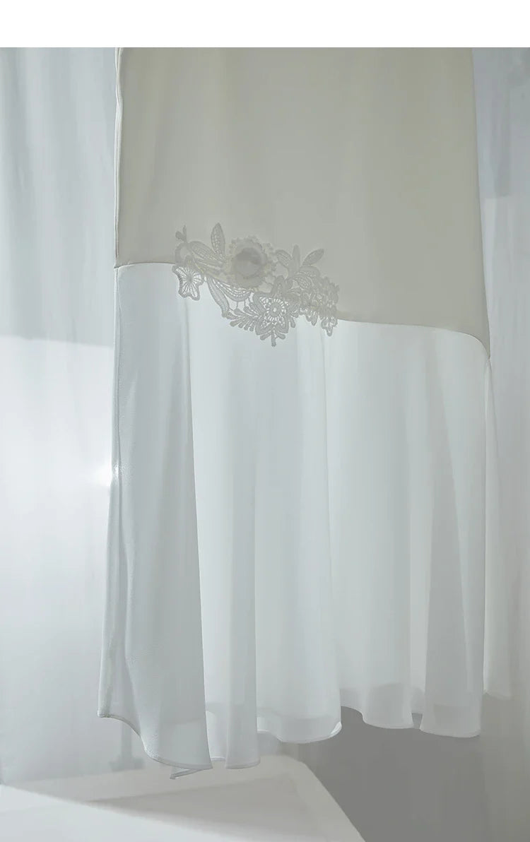 Minimalist Casual Bustier Skirt Women 2025 Summer New Office Lady Lace Slim Half-body Chiffon Fishtail Skirts 12522064