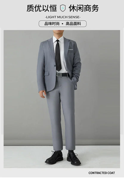 S-8XL Suit Men's Fashion Casual Outdoor (Blazer+ Pants) Gentleman Business Wedding Slim-fit Formal British Style Wedding Suit