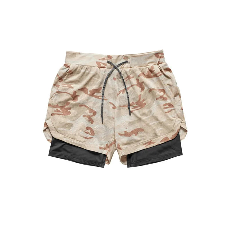 Running Shorts Men 2 In 1 Double-deck Quick Dry GYM Sport Shorts Fitness Jogging