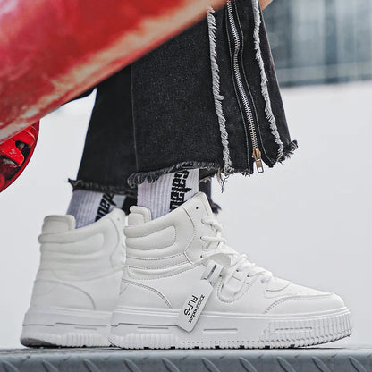 Novos Tênis Masculinos da Moda Confortáveis Macios Antiderrapantes Sola Resistente ao Desgaste Sapatos Casuais Masculinos Botas de Tornozelo Skate de Inverno Preppy