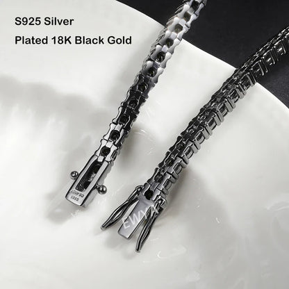 GRA Certified Full 3/4/5/6.5MM Black Moissanite Tennis Bracelet for Men Women S925 Silver Plated 18K Black Gold Bracelets