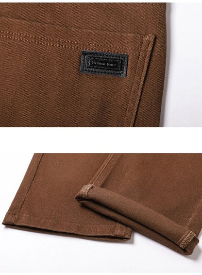 Men's New 92% Cotton Spring Autumn Jeans Stretch Straight Fashion Business Office Trousers Male Casual Plus Size Denim Pants