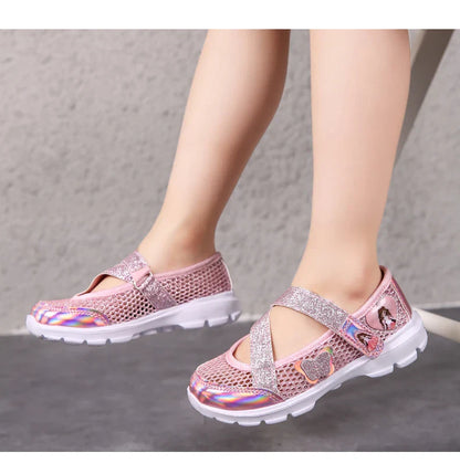 Summer Brand Non-slip Beach Shoes Children Sandals Girls Casual Shoes Kids Flowers Princess Flat Shoes Size 26-36