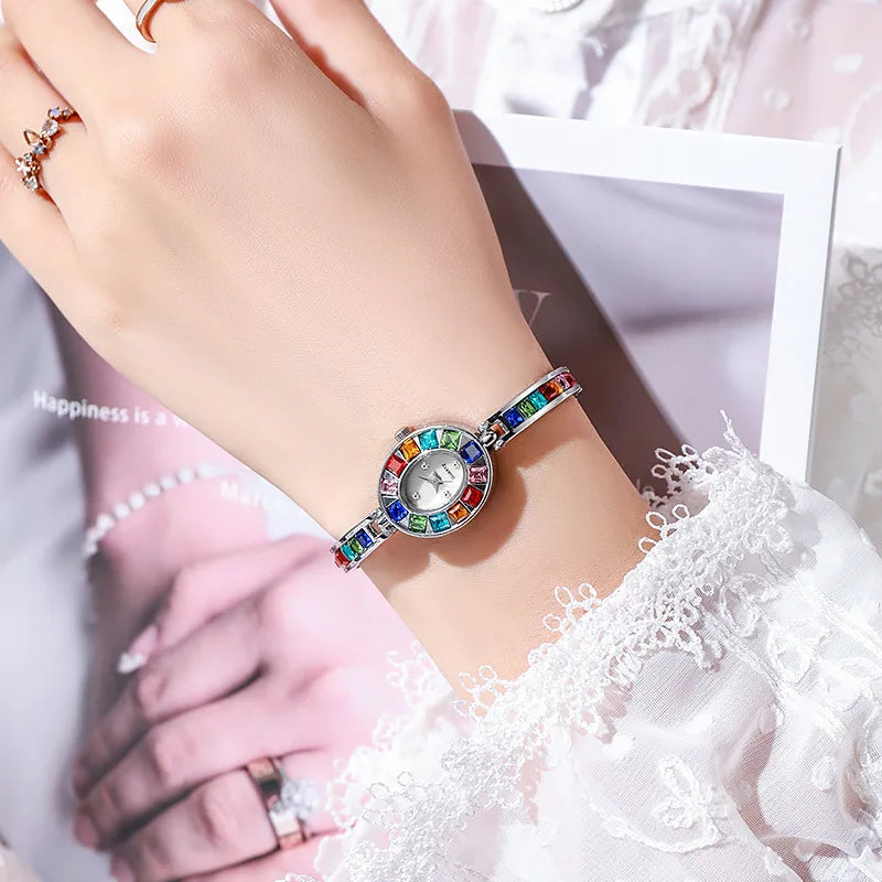 Fashion Rhinestone Women Watch Square Dial Ladies Quartz Watches Bracelet Band Wristwatches