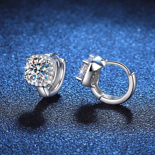 1ct Moissanite Earrings for Women S925 Sterling Silver with 18k Gold Plated Hoop Earring Wedding Jewelry with Certificate