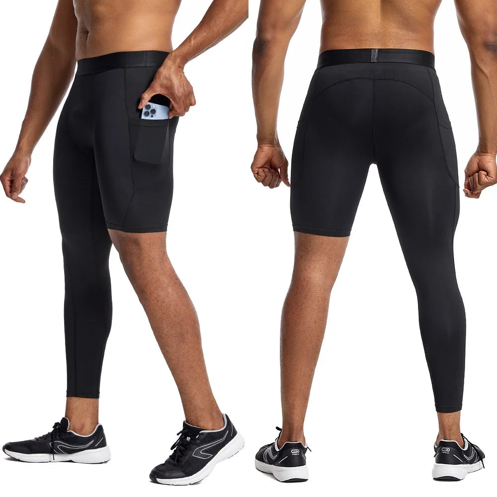 Men's compression sports pants fast drying fitness sports pants running tight pants training tight pants black red gray line