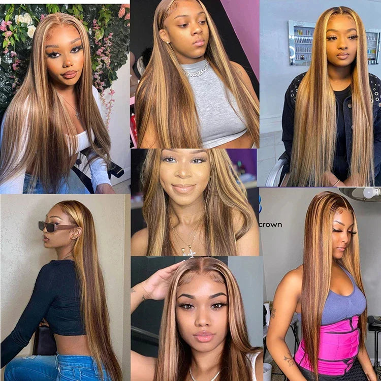 straight hd lace frontal wig 13x6 highlight wig 13x4 lace frontal blonde wig bone straight human hair wigs Brazilian