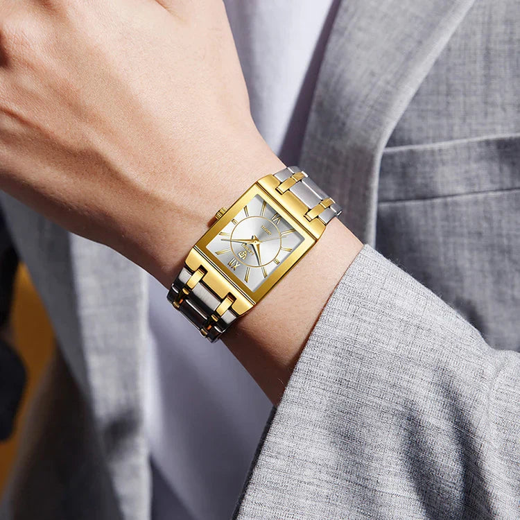 Luxury Quartz Wristwatches For Women Men Business Watch Simple Design Black Gold Stainless Steel Waterproof Quartz Clock