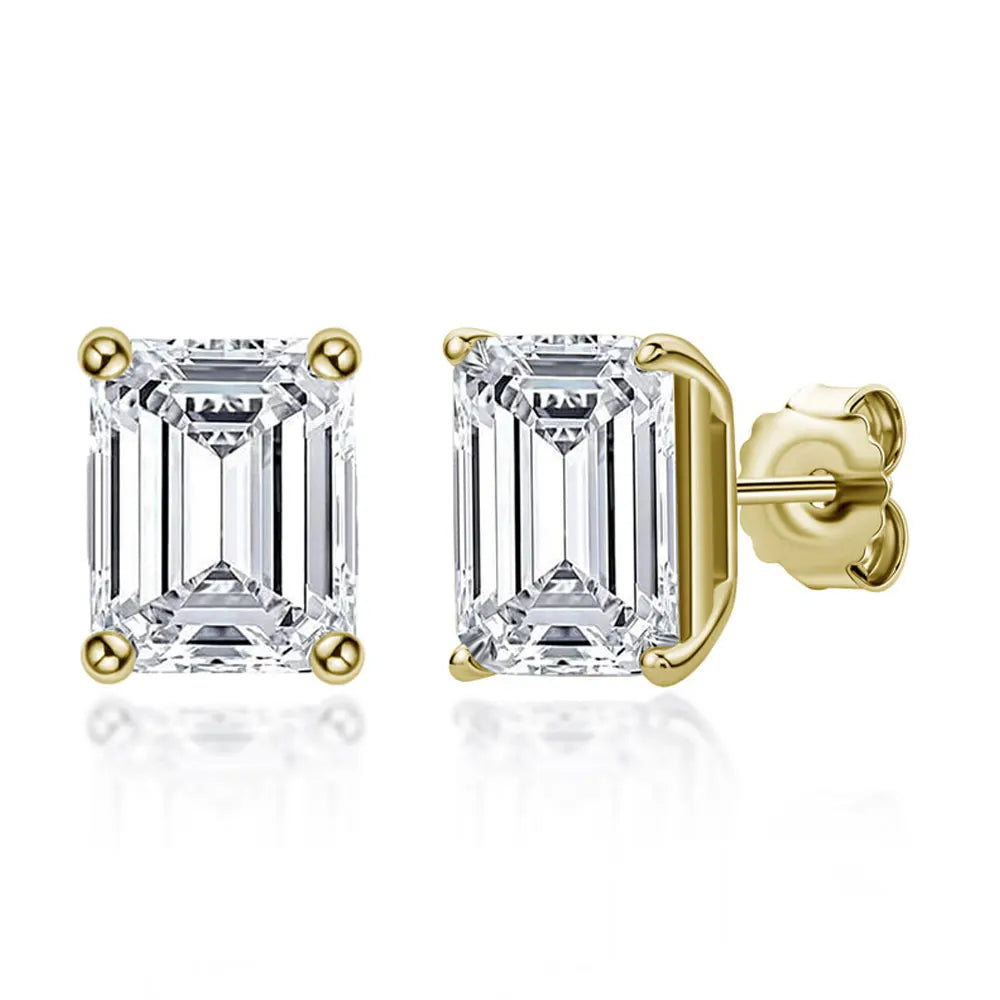 D VVS1 Emerald Cut Moissanite Earring s925 Sterling Sliver Plated with 18k White Gold Earrings for Women Fine Jewelry
