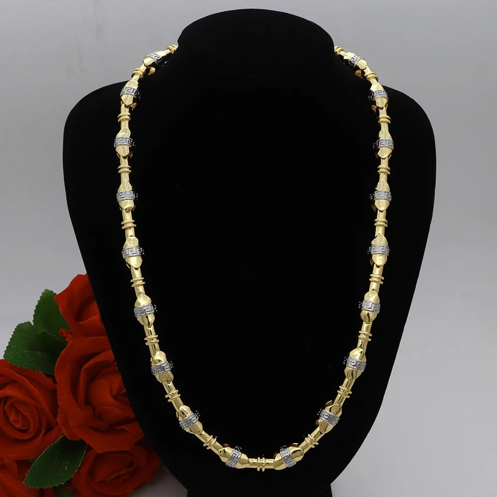 60cm 24in Punk Thick Chain Bicolor Gold-Plated Necklace For Men Women Hip Hop Luxury Copper Chain Dubai Jewelry Neck Party Gift