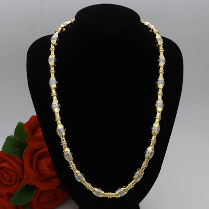 60cm 24in Punk Thick Chain Bicolor Gold-Plated Necklace For Men Women Hip Hop Luxury Copper Chain Dubai Jewelry Neck Party Gift