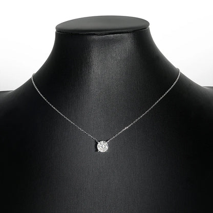 Colar Feminino de Moissanite Banhado a Ouro Branco 1-10 CT Clássico com Pingente de Quatro Garras Joia de Casamento em Prata Esterlina 925