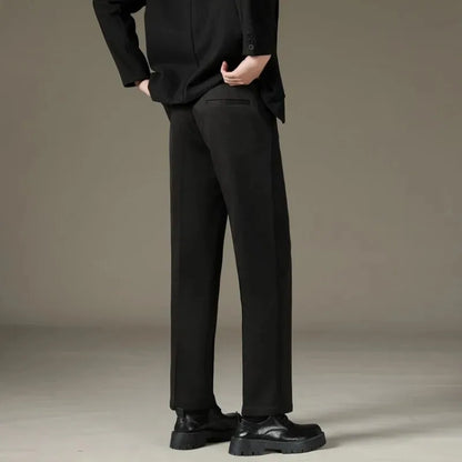 Men's Casual Straight-Leg Wool Trousers - American Style Commuting Pants Perfect for Fall/Winter 28-38