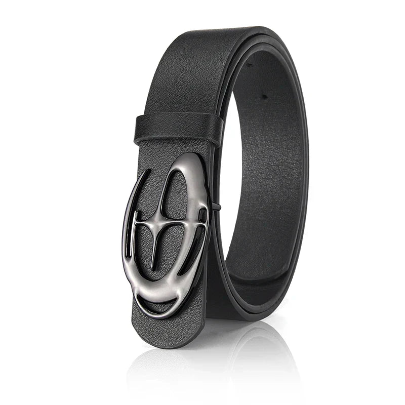 Men's Unique Design Smooth Buckle Belt Fashionable Trendy Casual Pants Accessories Simple Men's Birthday Gifts