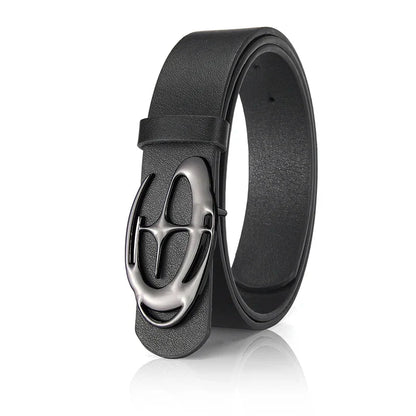Men's Unique Design Smooth Buckle Belt Fashionable Trendy Casual Pants Accessories Simple Men's Birthday Gifts
