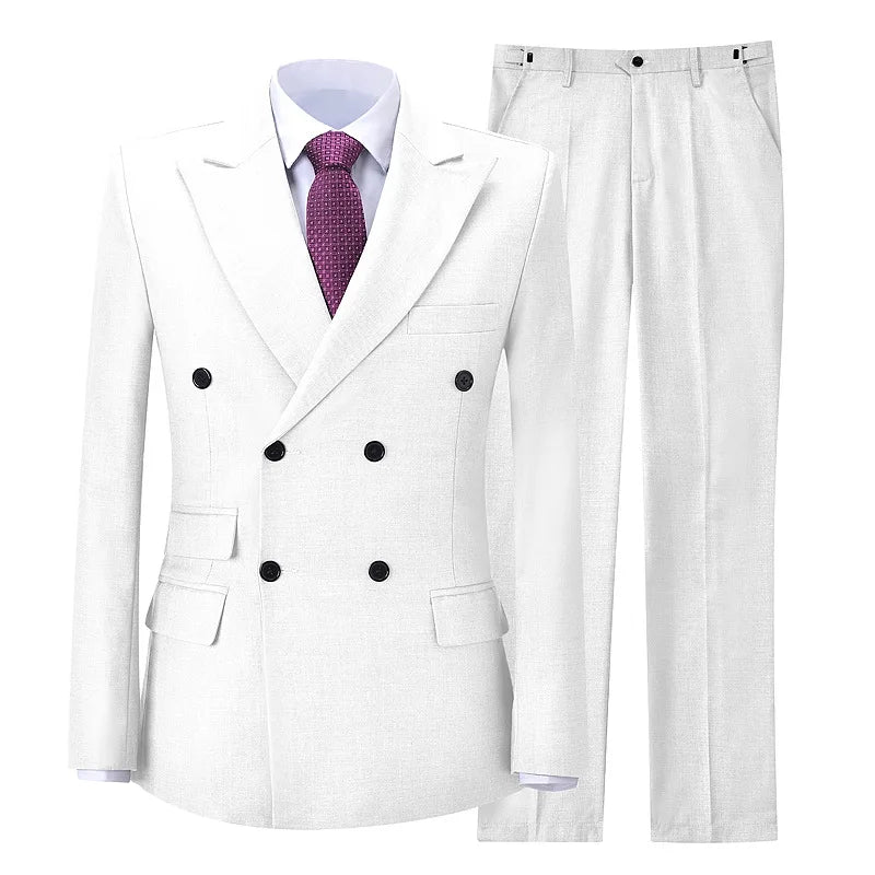 2026 New Men's Suit Business Casual Men's Suit Double Breasted Korean Version Slim Suit Professional Best Man Wedding