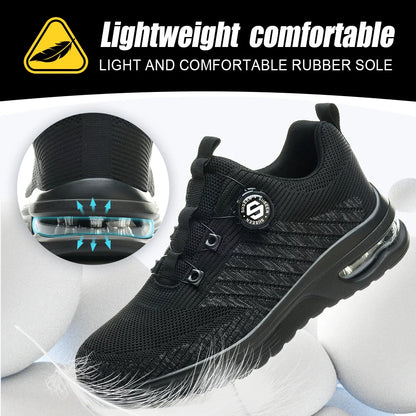New Men's Rotary Buckle Safety Shoes Anti-Impact Anti-Piercing Lightweight Work Boots Fashion Sporty Design for Outdoor Pro