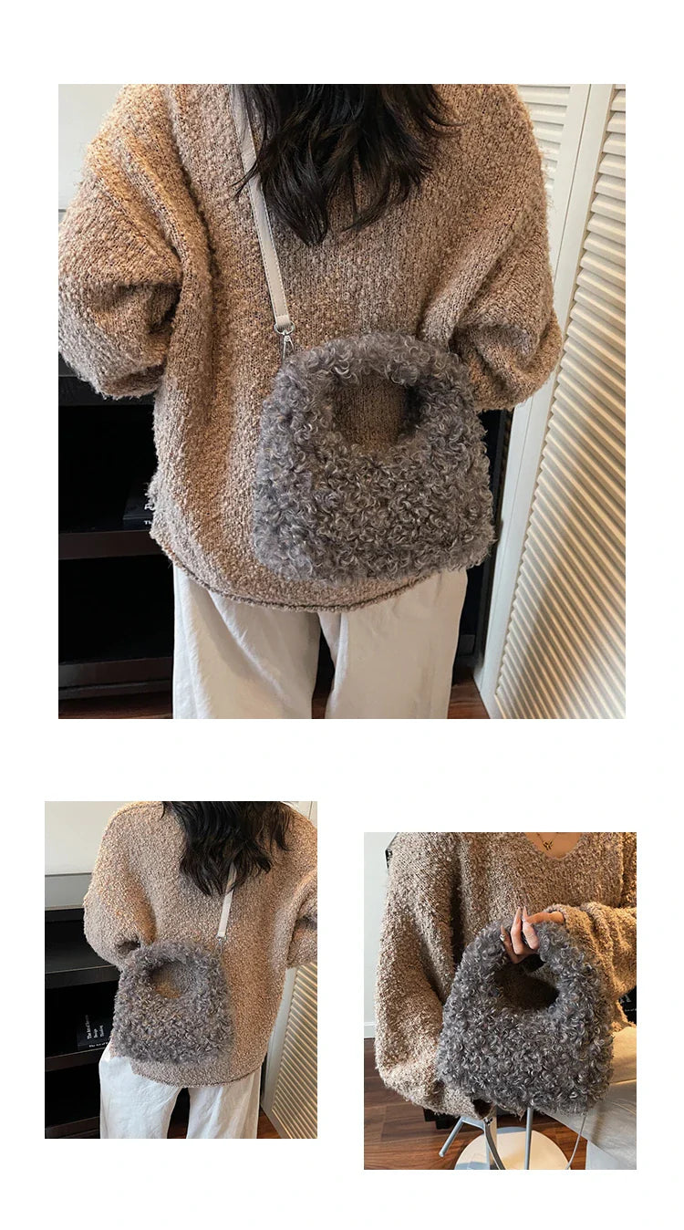 Plush Sweet Shoulder Bags for Women Cute Autumn and Winter 2025 New Versatile Fashion Large Capacity Women's Handbags