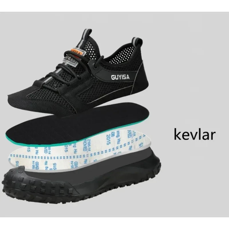 Summer Safety Shoes Protective Shoes  Men's Fashion  Breathable Steel Ladle Toe  Work Shoes  Breathable Safe Sturdy and Durable
