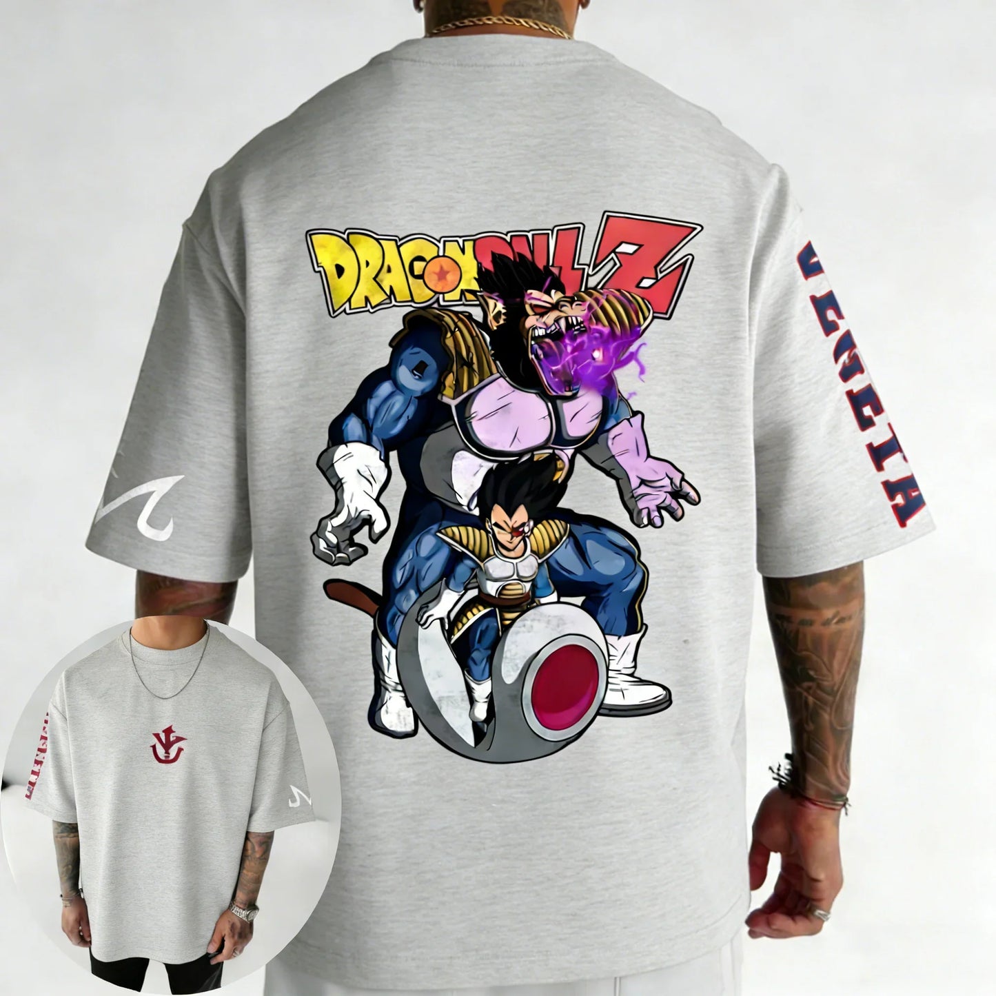 Anime Oversized Cotton T-shirt Summer New Vegeta Printed Men's and Women's Street Hip Hop Loose Casual Top