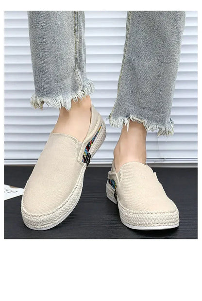 Sapatilhas Casuais Masculinas de Lona Tênis Masculino Slip-on Vulcanizado Confortáveis Sapatilhas Masculinas Mocassins Sapatos de Condução Zapatos Hombre