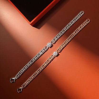 6.5mm Round Moissanite Bracelet for Women Men 100% S925 Sterling Silver Plated 18K Gold Party Fine Jewelry Gift
