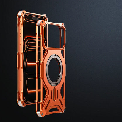 Metal Hollow Heat Dissipation Case For iPhone 17 Pro Max Magnetic Aluminum Alloy 360 Rotating Ring Holder Bracket Stand Cover