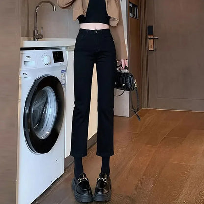 High-waist Straight-leg Jeans For Women