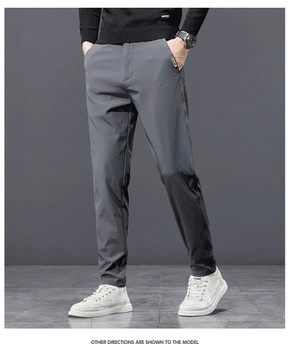 Spring Autumn Men's Golf Casual Pants Solid Color Elastic Waist Design Business Trousers Straight Stretch Korean New Male Pants