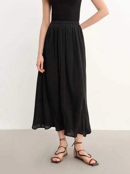 Plus-Size Women's Lightweight Flowing A-Line Skirt - 2025 Summer New Fashionable Commute Long Dress 25DS82792