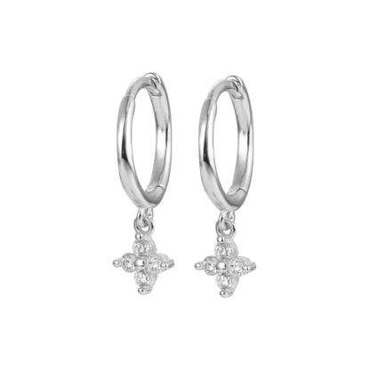 925 Sterling Silver Romantic Color Zircon Three-petal Flower Stud Earrings for Women Fashion Huggies Piercing Jewelry