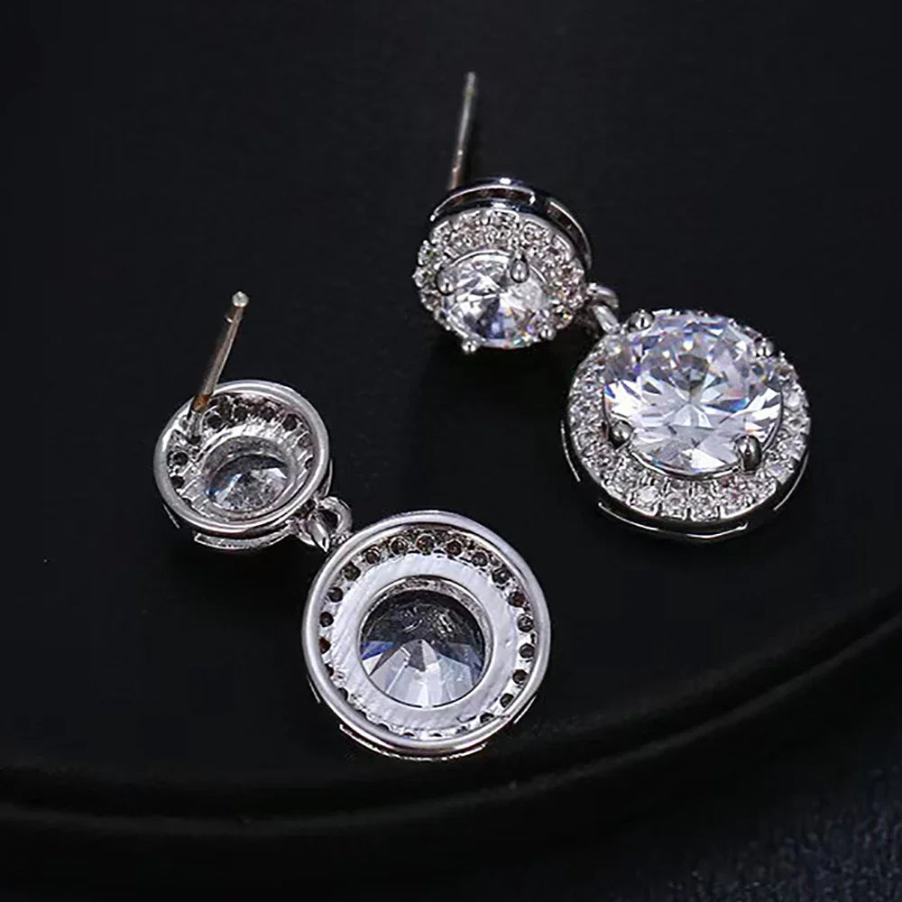 5cttw Moissanite Drop EarringsCertified Certificates 925 Sterling Silver Double Round Cut Halo Diamond Stud Earring for Women