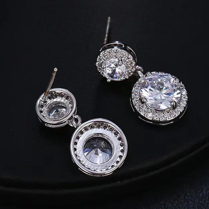 5cttw Moissanite Drop EarringsCertified Certificates 925 Sterling Silver Double Round Cut Halo Diamond Stud Earring for Women