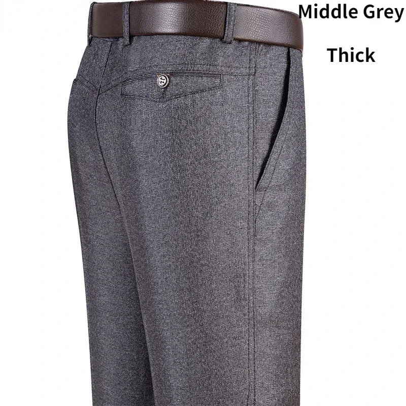 Men's Business Casual Pants Lightweight Summer Thin Autumn Thick Gentle Trousers Male Brand Fashion Suit Pant Solid Black Grey