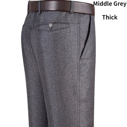 Men's Business Casual Pants Lightweight Summer Thin Autumn Thick Gentle Trousers Male Brand Fashion Suit Pant Solid Black Grey