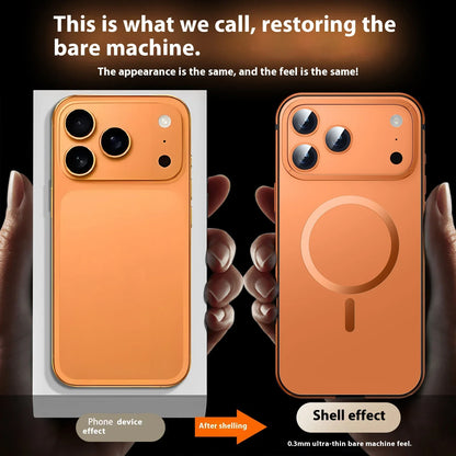 Stainless steel frame magnetic ultra-thin protective case, for iPhone 17 16 Pro Max, supports wireless charging, original