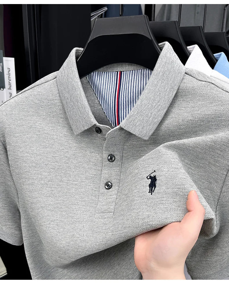 High end brand 100% cotton short sleeve polo shirt men luxur pony embroidery comfort breathable fashion T-shirt summer new top
