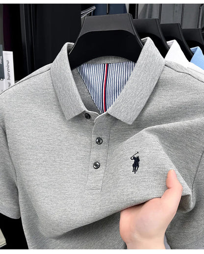 High end brand 100% cotton short sleeve polo shirt men luxur pony embroidery comfort breathable fashion T-shirt summer new top