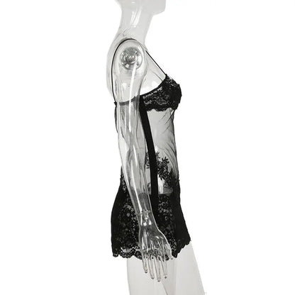 Sheer Lace Camisole Dress with Ultra Spicy and Lightweight Mesh; Sexy Dress for A Minority of Hot Girls