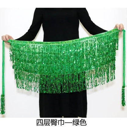 Sexy Sequins Tassel Dancewear Mini Skirt Women Clothes Jupe Femme Belly Dance Skirts Ladies Faldas Performance Stage Bottom Saia