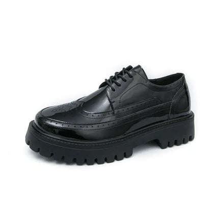 2025 White Derby Shoes for Men Platform Shiny Dress Shoes Men Big Size 46 Lace-up Brogue Shoes Man Leather Shoes zapatos hombre